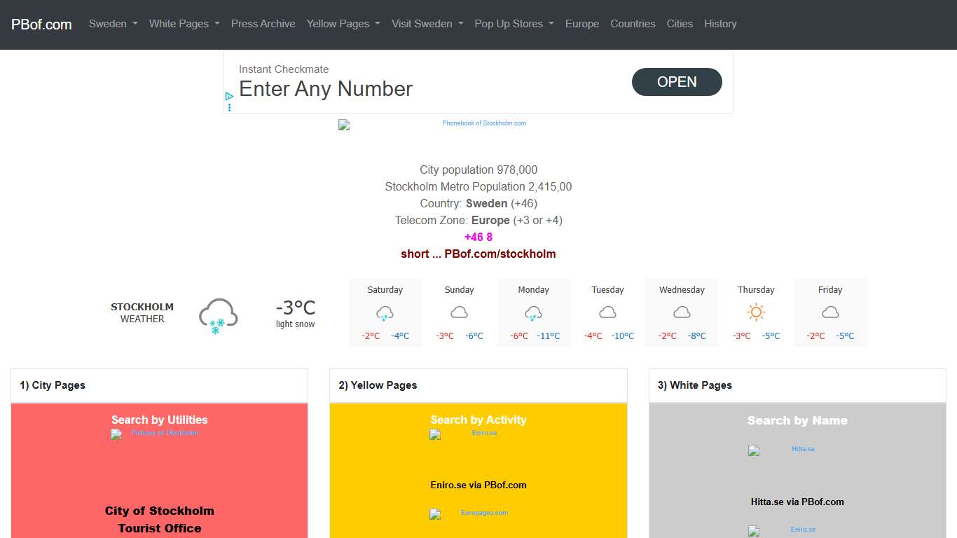 Phone Book of Stockholm.com +46 8 - White Pages / Telefonbok