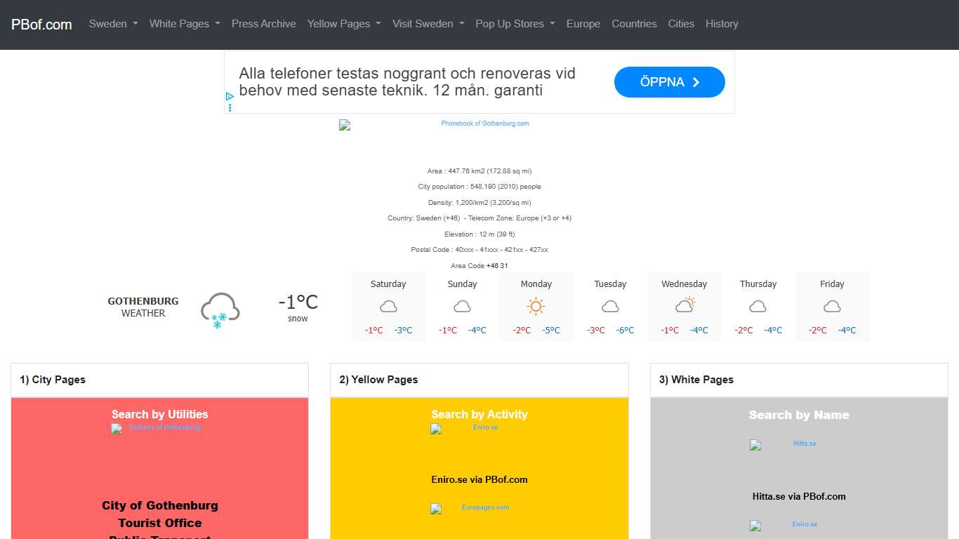 Phone Book of Gothenburg.com +46 31 - Telefonbok